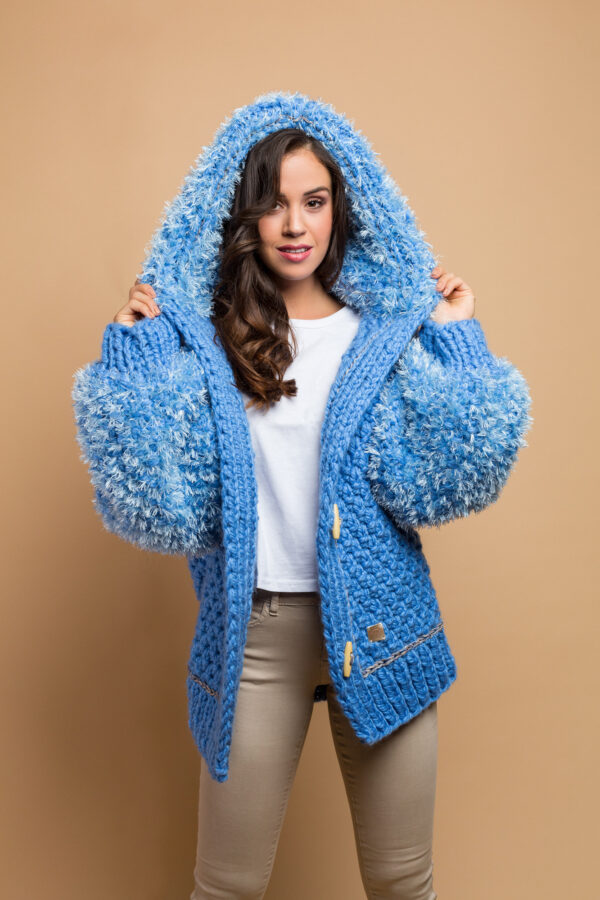 knitted jacket in sky blue