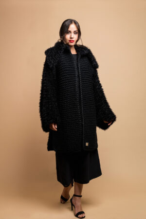 knitted coat in black