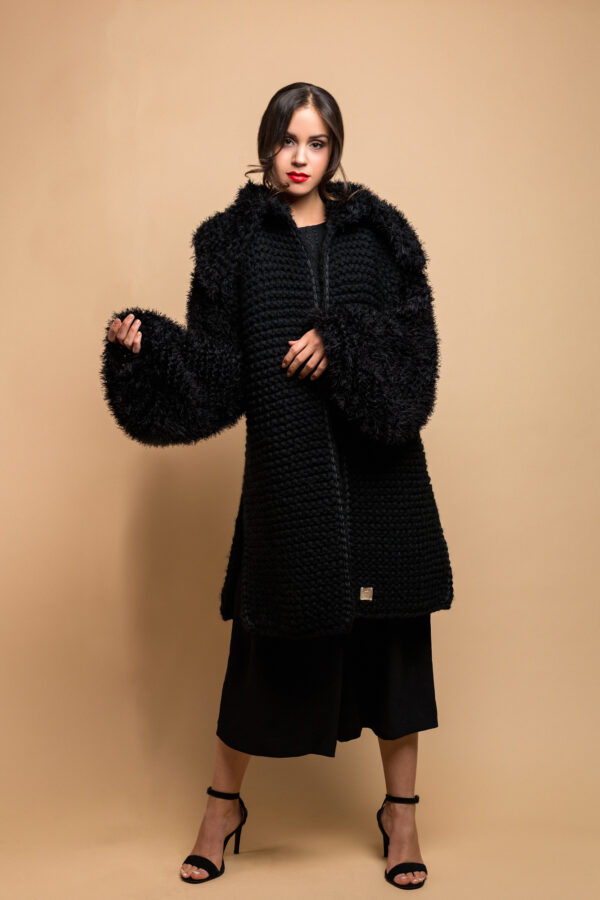 knitted coat black