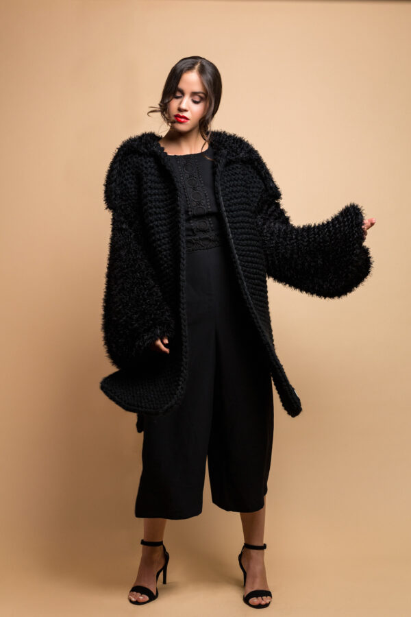 knitted coat black
