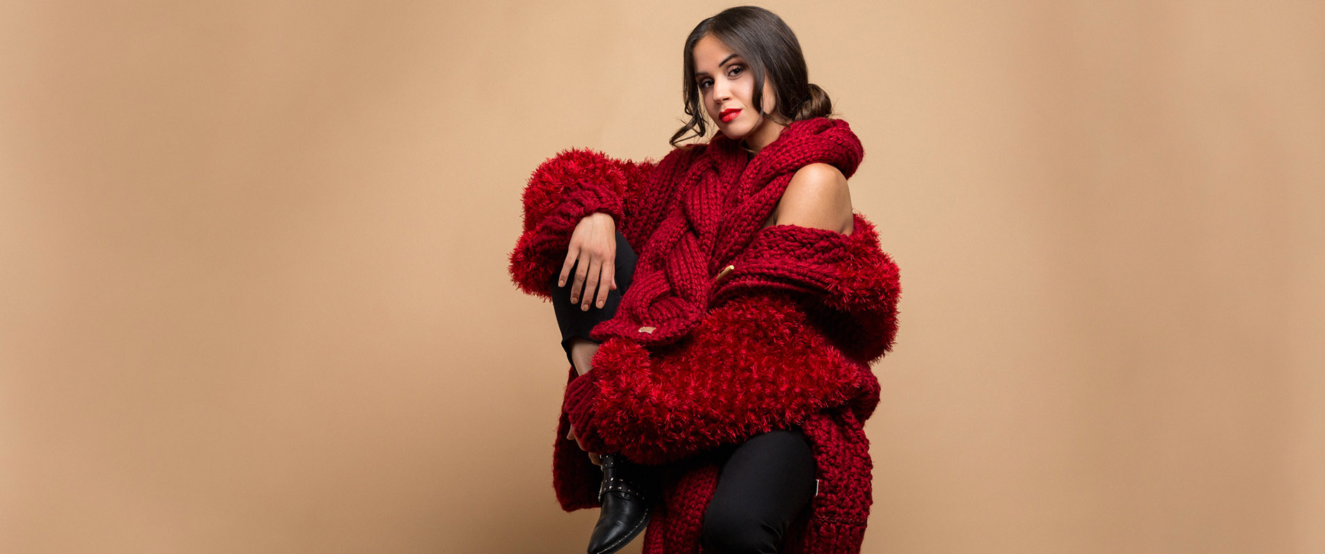 knitted red jacket