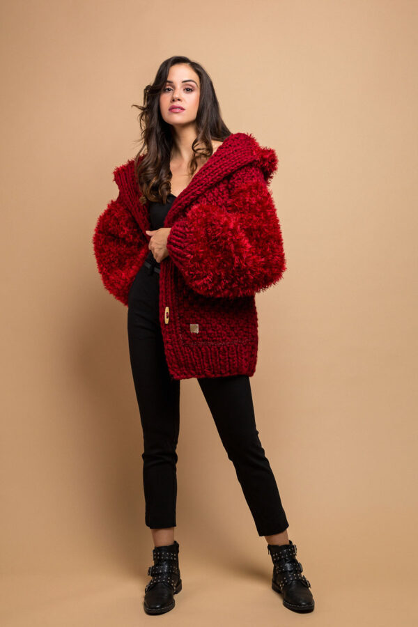 knitted jacket in red