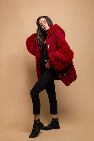 handmade knitted jacket cardigan in red