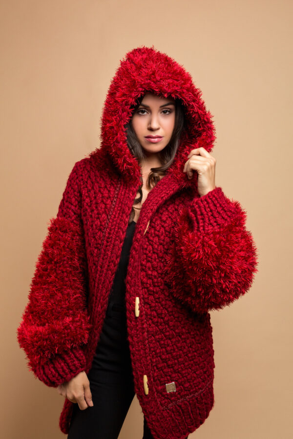 knitted jacket red