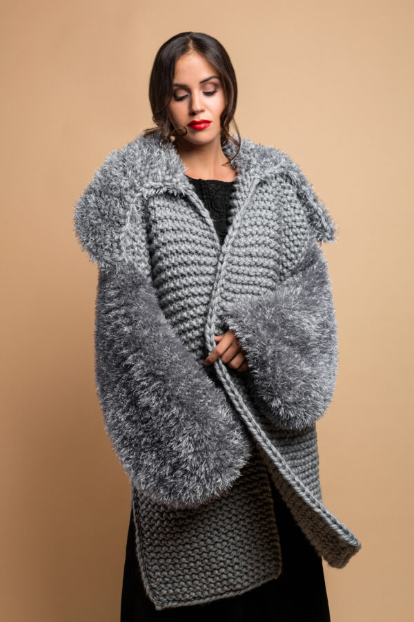 knitted coat in grey
