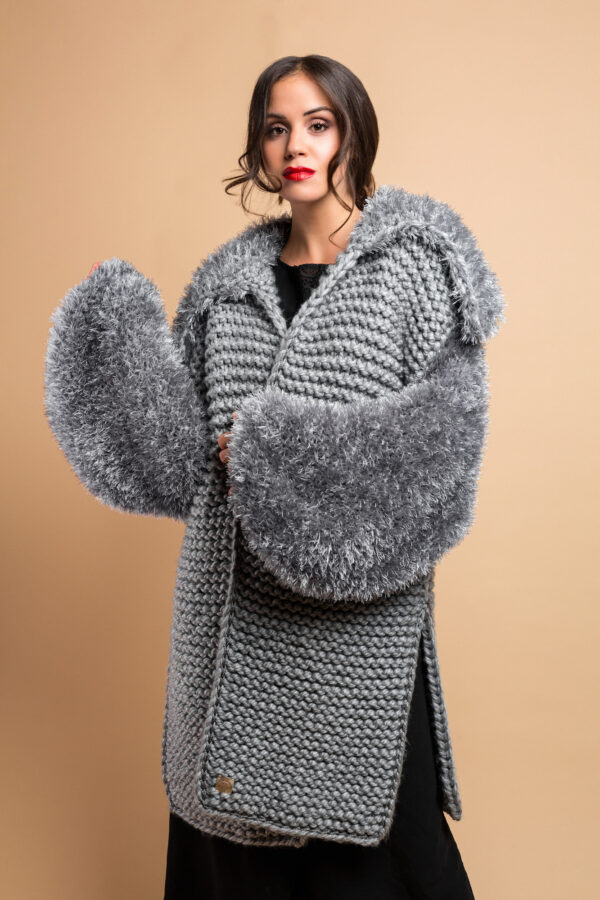 knitted coat grey