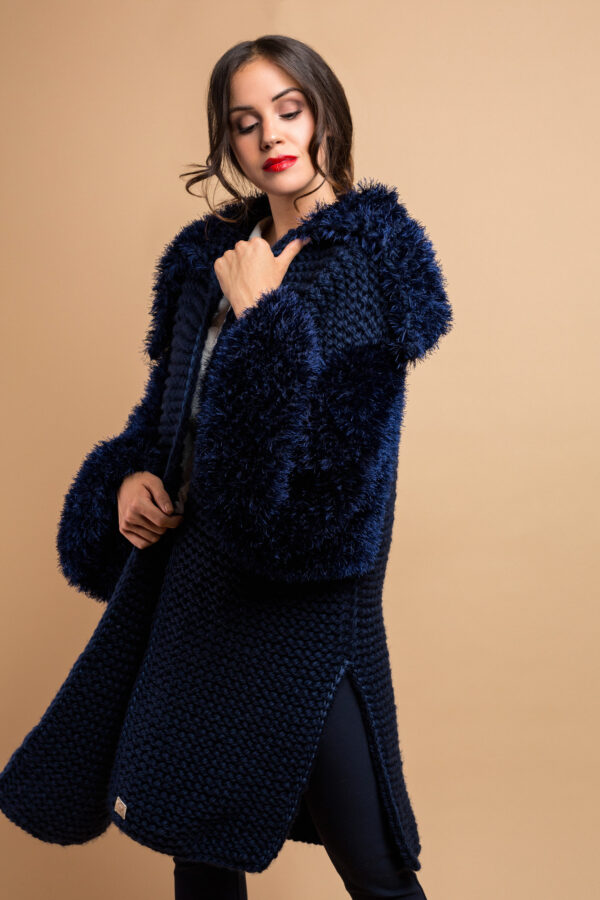 knitted coat midnight blue