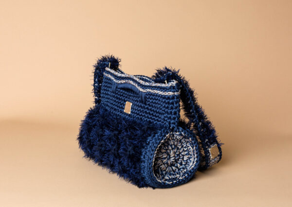 crochet handbag in midnight blue