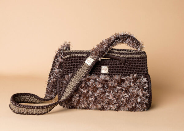 knitted handbag in brown