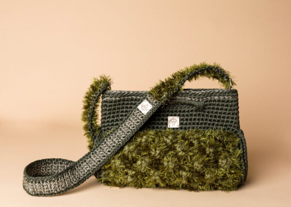 knitted handbag in khaki