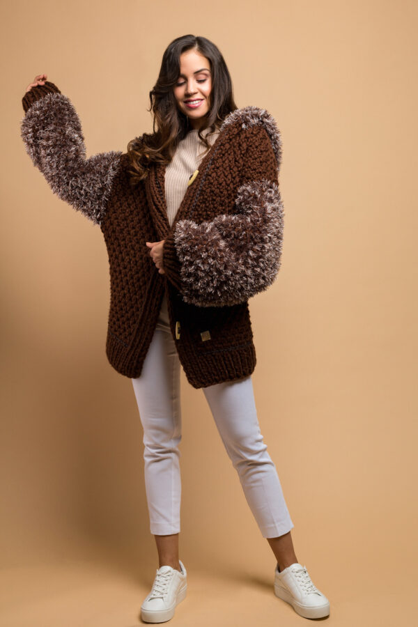 knitted jacket coffee brown