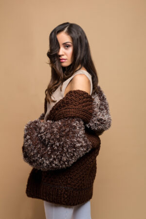 knitted jacket in brown