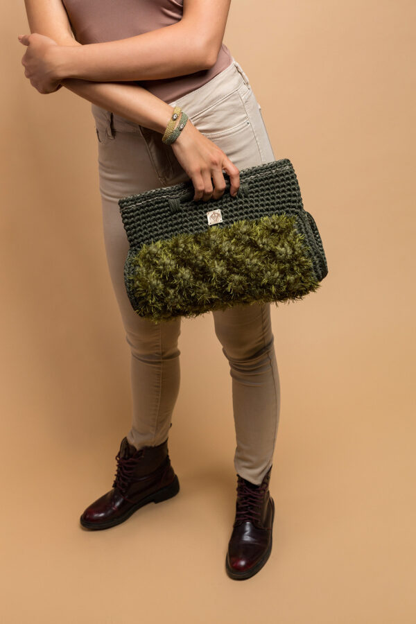 crochet handbag in khaki