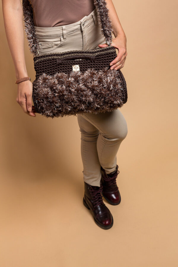 crochet handbag in brown