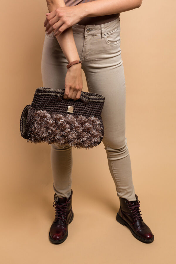 crochet handbag in brown