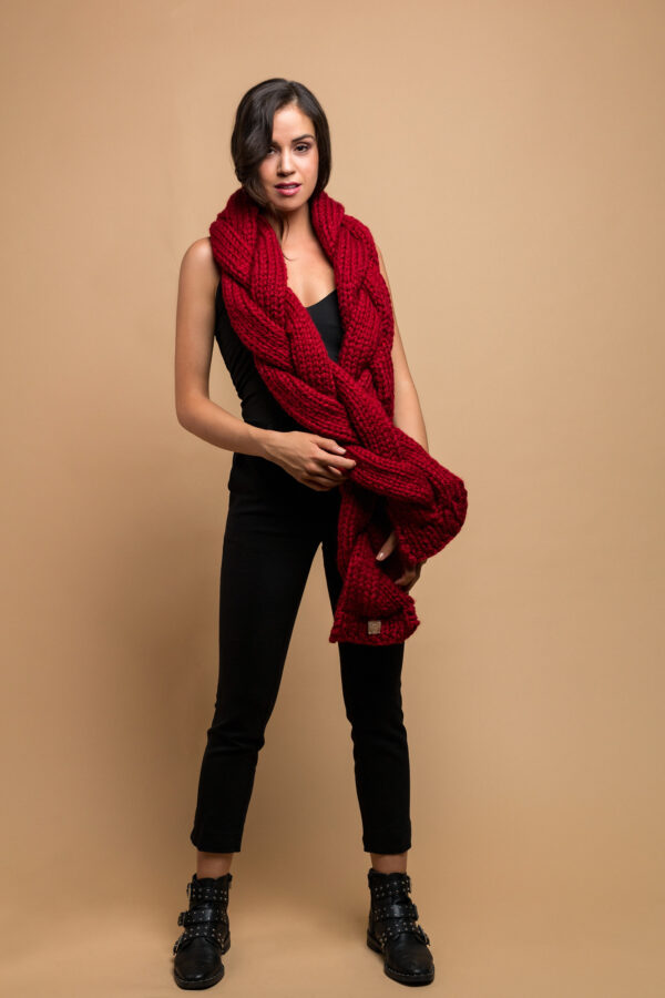 braid scarf in red