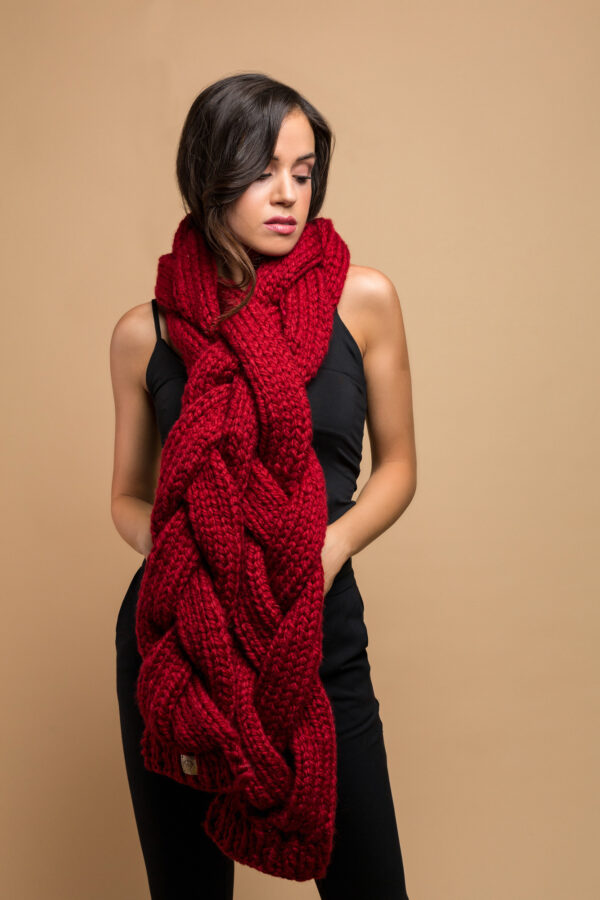 braid scarf in red