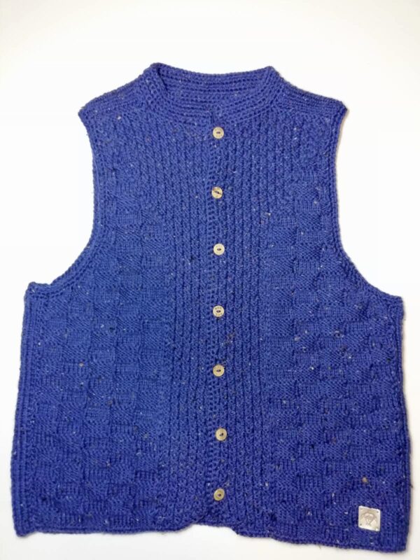 handmade knitted vest in blue