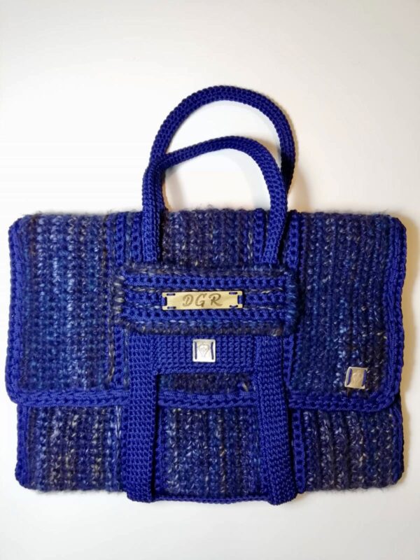 handmade crochet bag in electric blue