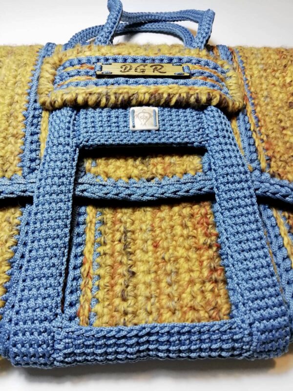 Crochet Bag in yellow/steel-blue