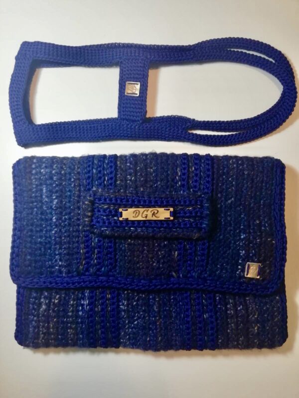Crochet business bag in electric blue