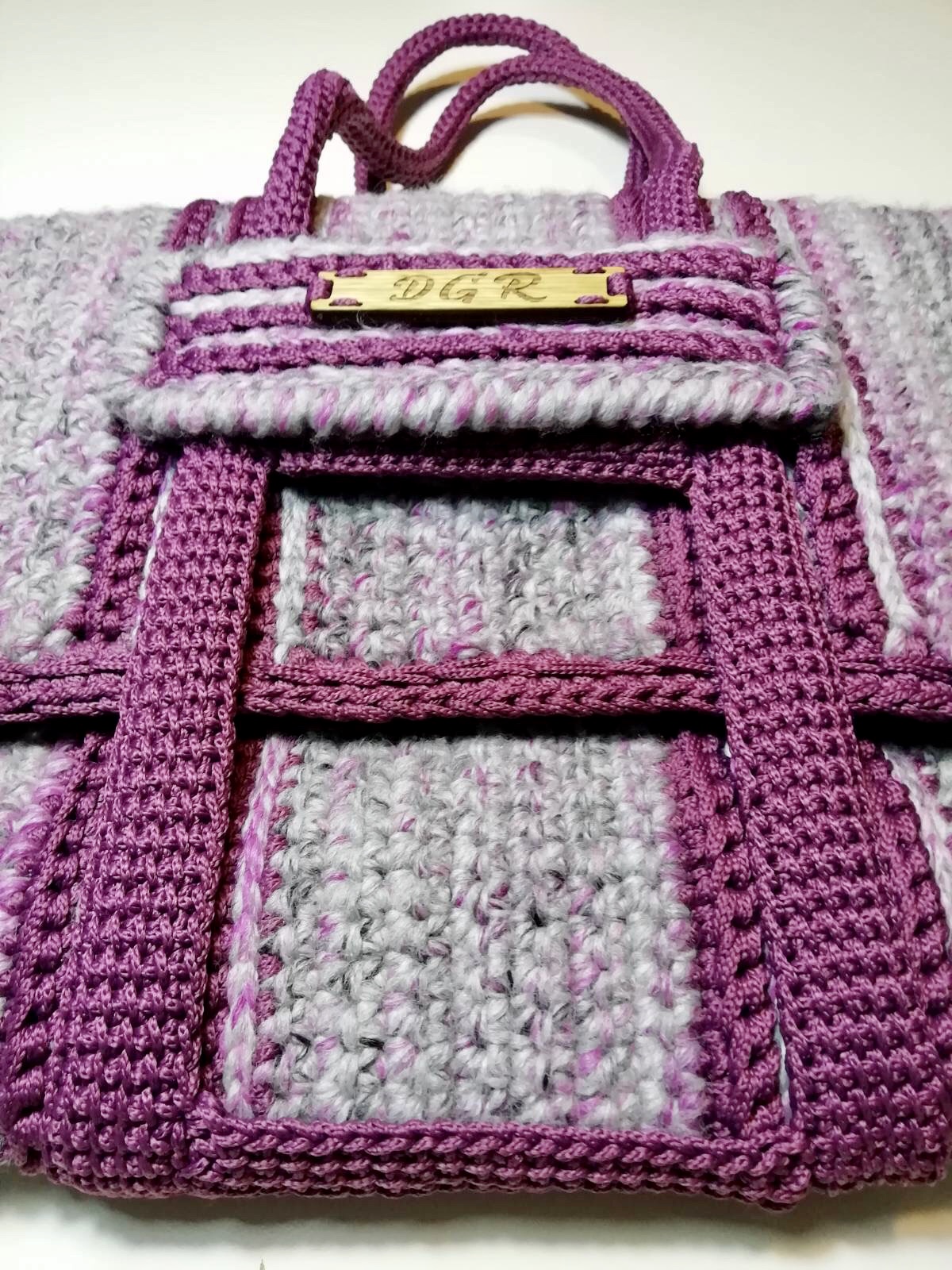 Crochet Bag in grey/fuchsia Crochet Bag in grey/fuchsia